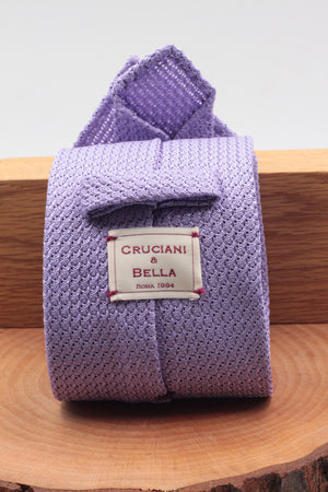 100% Silk Grenadine Garza Grossa Woven in Italy Unlined Lilac plain tie Handmade in Italy 8 cm x 150 cm
