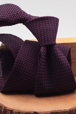 100% Silk Grenadine Garza Grossa Woven in Italy Unlined Purple and black plain  tie Handmade in Italy 8 cm x 150 cm