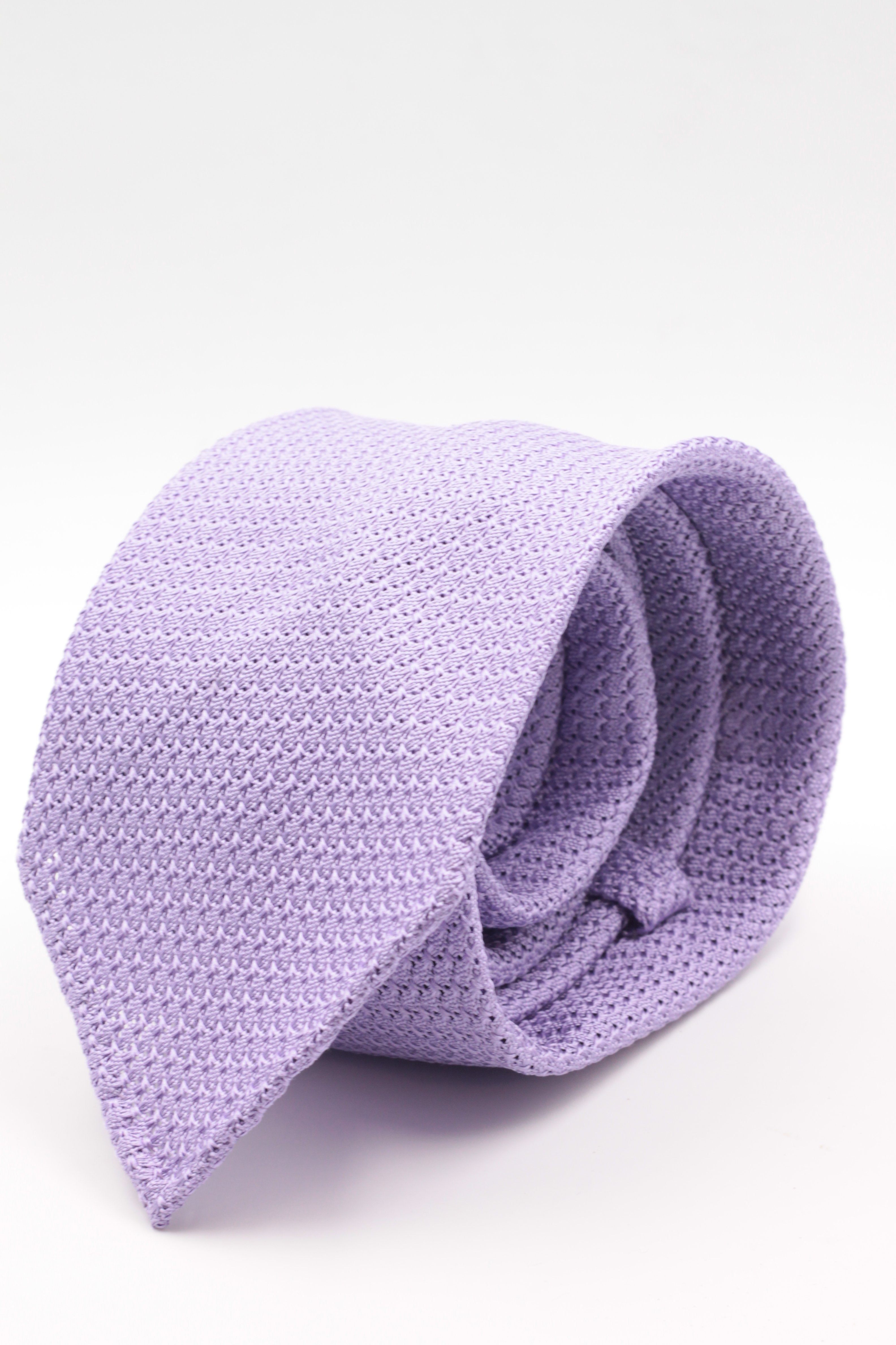 100% Silk Grenadine Garza Grossa Woven in Italy Unlined Lilac plain tie Handmade in Italy 8 cm x 150 cm