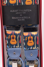 Albert Thurston for Cruciani & Bella Made in England 2 in 1 Adjustable Sizing 40 mm braces Fancy, guitars Y-Shaped Nickel Fittings Size: XL