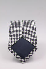 Cruciani & Bella 100% Woven Jacquard Silk Italian Fabric Tipped Green and Purple Optical tie Handmade in italy 8 x 150 cm