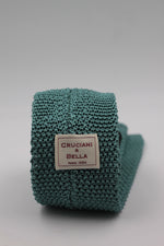 Cruciani & Bella 100% Knitted Silk Light Green tie Handmade in Italy 6 cm x 147 cm