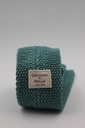 Cruciani & Bella 100% Knitted Silk Light Green tie Handmade in Italy 6 cm x 147 cm