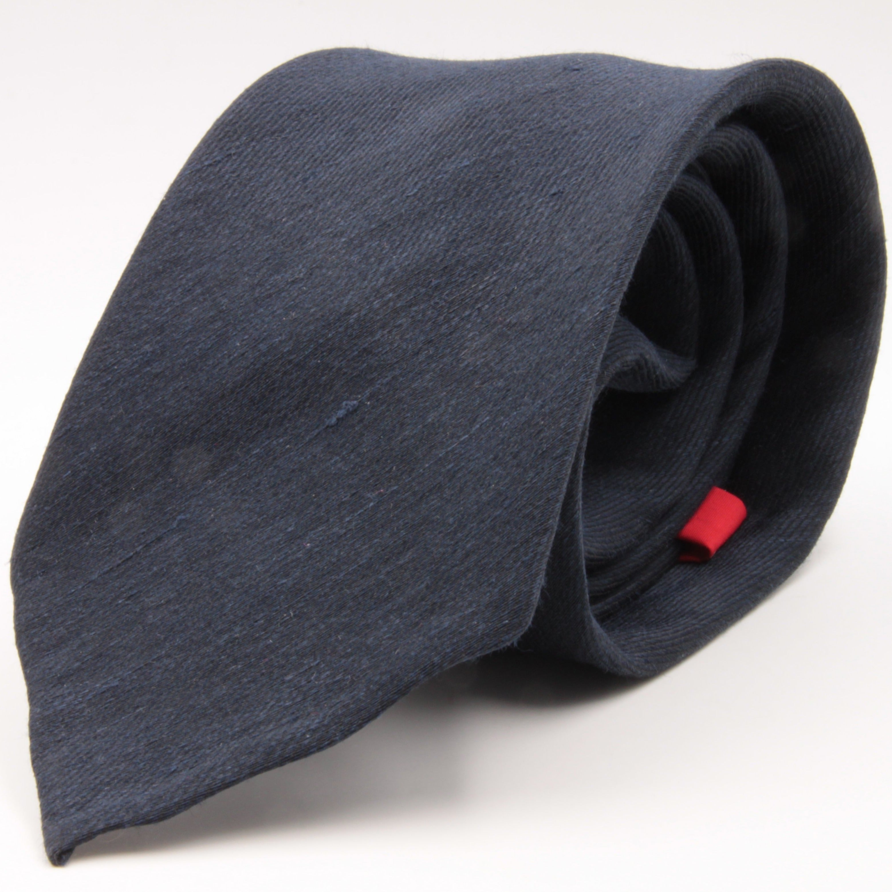 Cruciani & Bella 60% Linen, 40% Silk  Italian fabric Unlined Dark Blue unlined plain tie Handmade in Italy 8 cm x 150 cm