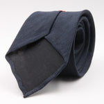 Cruciani & Bella 60% Linen, 40% Silk  Italian fabric Unlined Dark Blue unlined plain tie Handmade in Italy 8 cm x 150 cm
