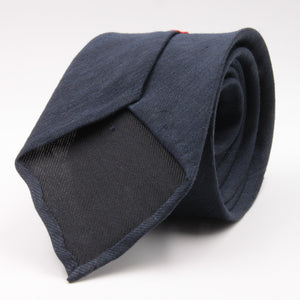Cruciani & Bella 60% Linen, 40% Silk  Italian fabric Unlined Dark Blue unlined plain tie Handmade in Italy 8 cm x 150 cm