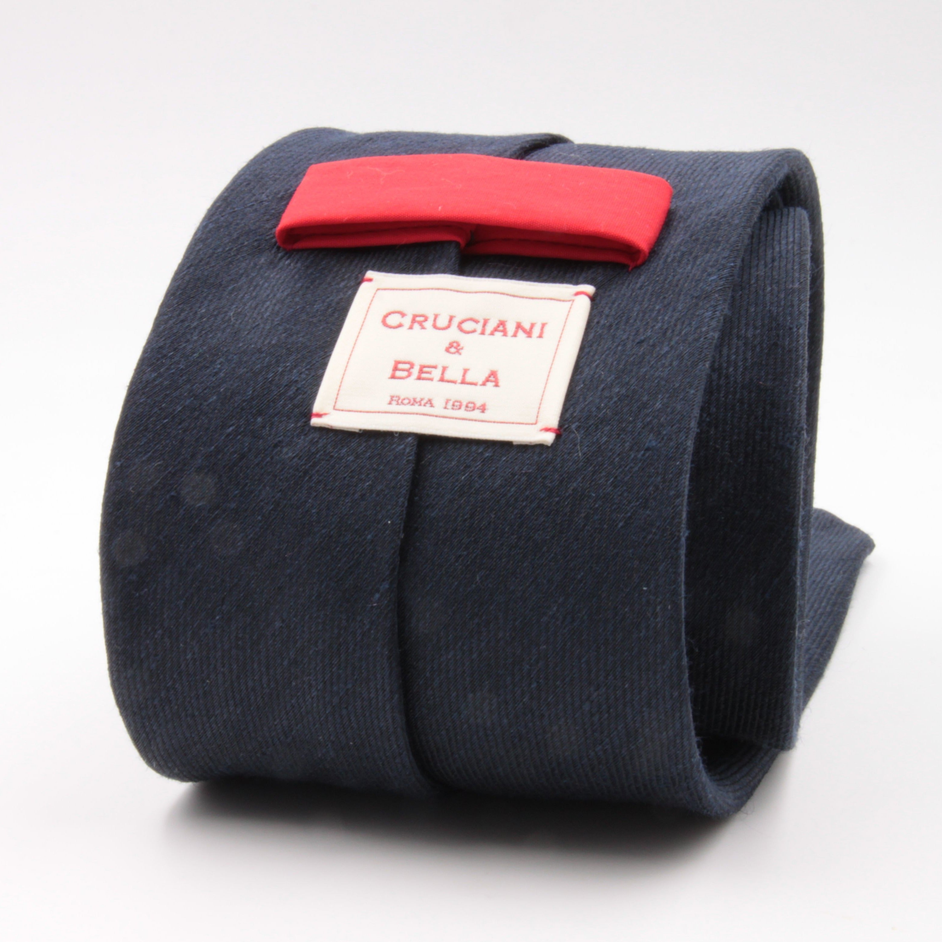 Cruciani & Bella 60% Linen, 40% Silk  Italian fabric Unlined Dark Blue unlined plain tie Handmade in Italy 8 cm x 150 cm