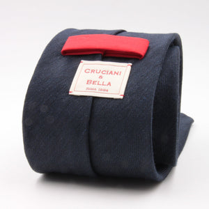 Cruciani & Bella 60% Linen, 40% Silk  Italian fabric Unlined Dark Blue unlined plain tie Handmade in Italy 8 cm x 150 cm