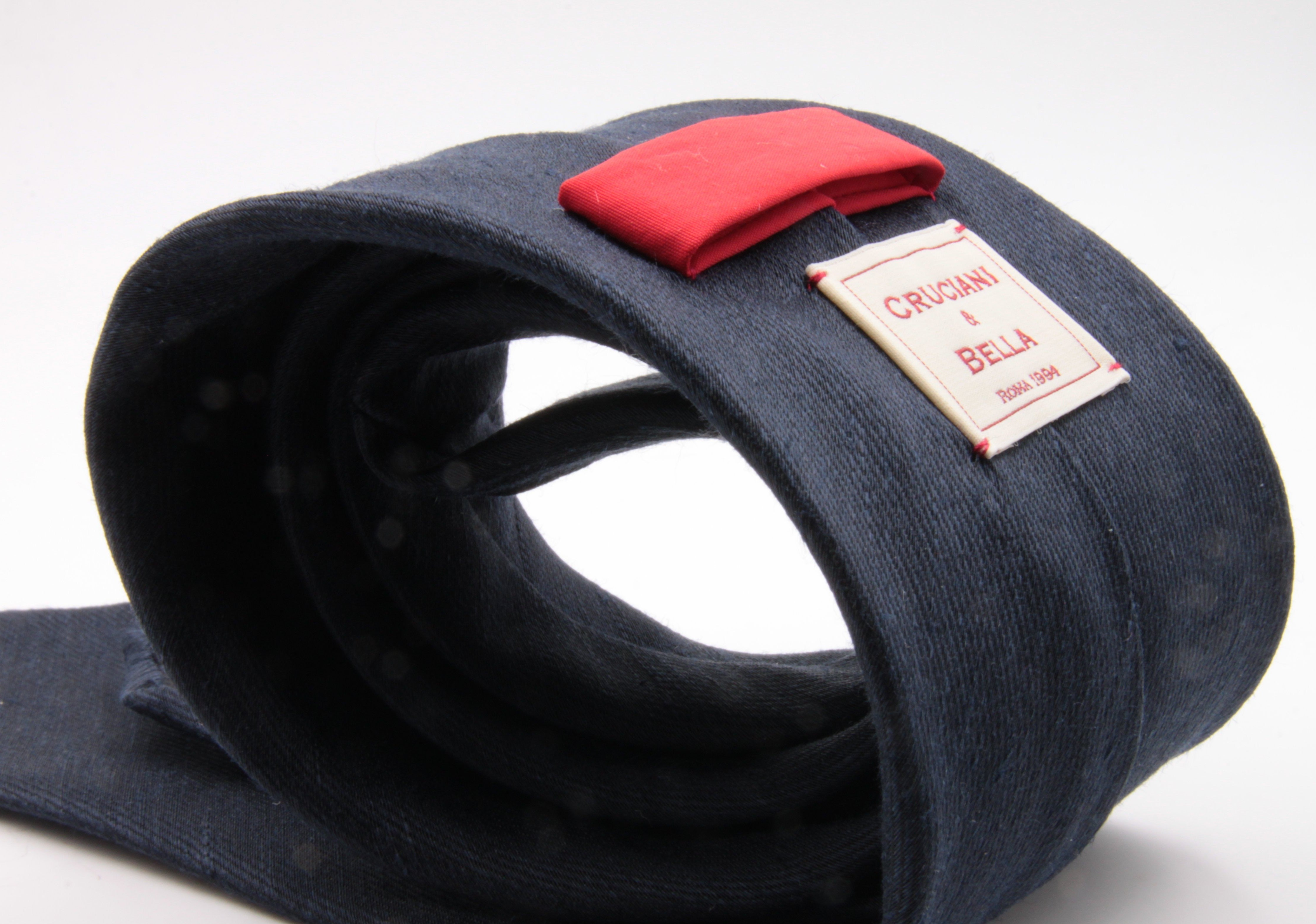 Cruciani & Bella 60% Linen, 40% Silk  Italian fabric Unlined Dark Blue unlined plain tie Handmade in Italy 8 cm x 150 cm