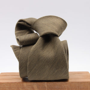 Cruciani & Bella 60% Linen, 40% Silk  Italian fabric Unlined Military Green unlined plain tie Handmade in Italy 8 cm x 150 cm