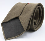 Cruciani & Bella 60% Linen, 40% Silk  Italian fabric Unlined Military Green unlined plain tie Handmade in Italy 8 cm x 150 cm