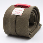 Cruciani & Bella 60% Linen, 40% Silk  Italian fabric Unlined Military Green unlined plain tie Handmade in Italy 8 cm x 150 cm
