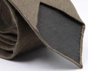 Cruciani & Bella 60% Linen, 40% Silk  Italian fabric Unlined Military Green unlined plain tie Handmade in Italy 8 cm x 150 cm