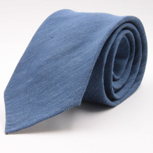 Cruciani & Bella 60% Linen, 40% Silk  Italian fabric Unlined Denim Blue unlined plain tie Handmade in Italy 8 cm x 150 cm