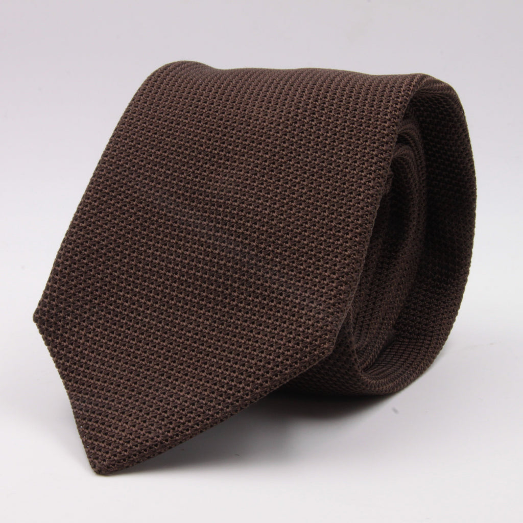 Cruciani & Bella 100% Silk Grenadine garza fina Tipped Brown plain  tie Handmade in Italy 8 cm x 150 cm