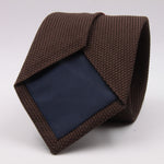 Cruciani & Bella 100% Silk Grenadine garza fina Tipped Brown plain  tie Handmade in Italy 8 cm x 150 cm
