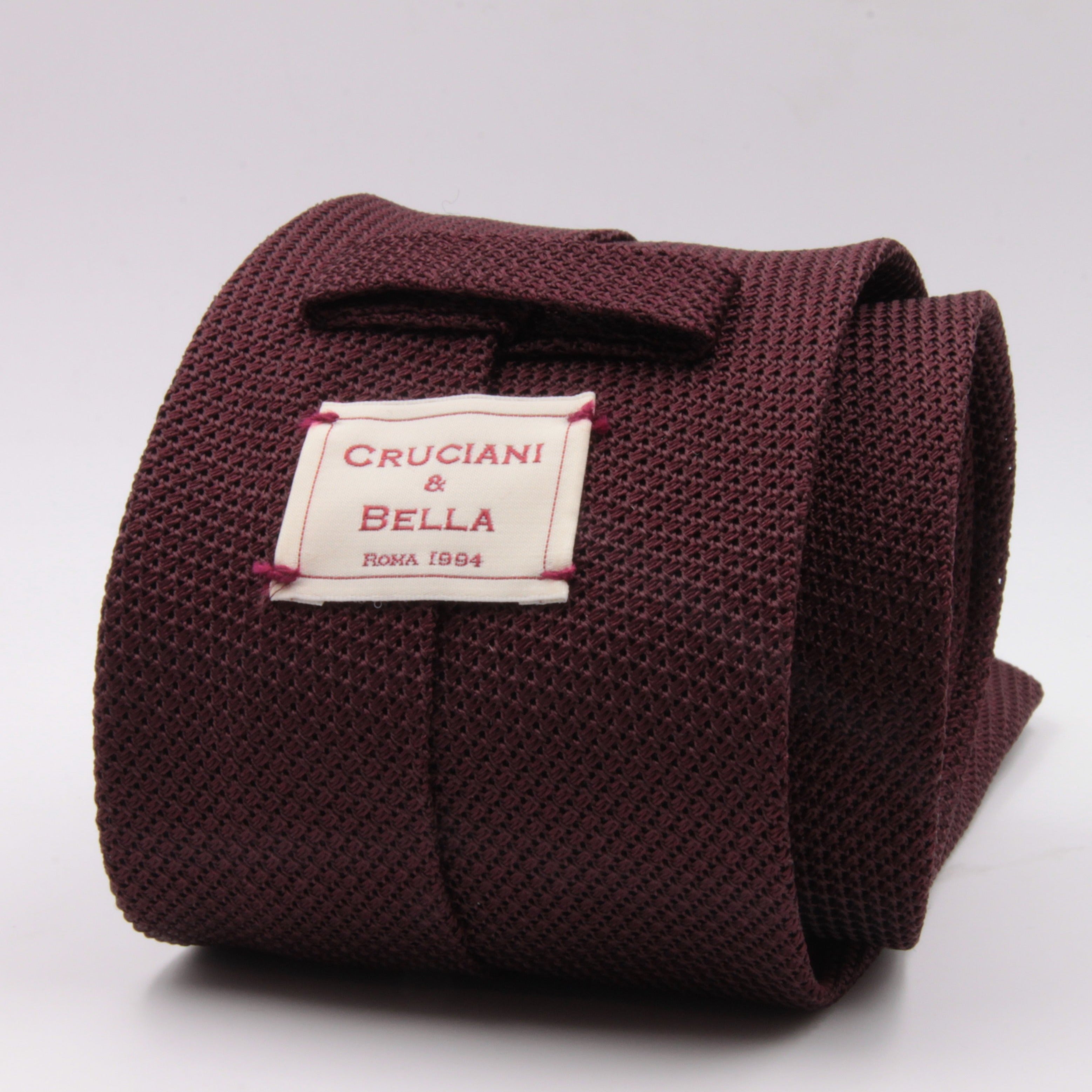 Cruciani & Bella 100% Silk Grenadine garza fina Tipped Burgundy plain  tie Handmade in Italy 8 cm x 150 cm