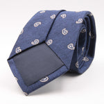 Cruciani & Bella 100% Silk Jacquard  Denim Blue and LightGrey Paisley Tie Handmade in Italy 8 cm x 150 cm #4439