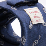 Cruciani & Bella 100% Silk Jacquard  Denim Blue and LightGrey Paisley Tie Handmade in Italy 8 cm x 150 cm #4439