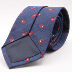 Cruciani & Bella 100% Silk Jacquard  Denim Blue and Red Paisley Tie Handmade in Italy 8 cm x 150 cm #4440  