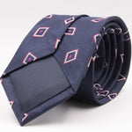Cruciani & Bella 100% Silk Jacquard  Blue, Fuchsia and White Lozenge Tie Handmade in Italy 8 cm x 150 cm #4451