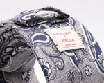 Cruciani & Bella 100% Silk Jacquard  Light Silver and Blue Paisley Tie Handmade in Italy 8 cm x 150 cm #4406  