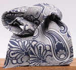 Cruciani & Bella 100% Silk Jacquard  Light Silver and Blue Paisley Tie Handmade in Italy 8 cm x 150 cm #4406  