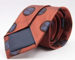 Cruciani & Bella 100% Silk Jacquard  Tipped Orange and Sky-Blue Medallions Tie Handmade in Italy 8 cm x 150 cm #3776