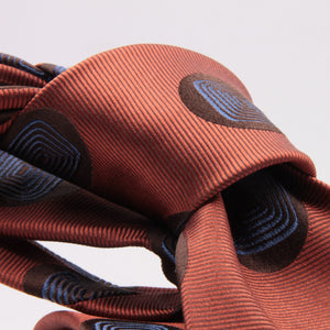 Cruciani & Bella 100% Silk Jacquard  Tipped Orange and Sky-Blue Medallions Tie Handmade in Italy 8 cm x 150 cm #3776