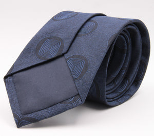 Cruciani & Bella 100% Silk Jacquard  Tipped Tone-on-tone Blue Medallions Tie Handmade in Italy 8 cm x 150 cm #4408  