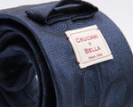 Cruciani & Bella 100% Silk Jacquard  Tipped Tone-on-tone Blue Medallions Tie Handmade in Italy 8 cm x 150 cm #4408  