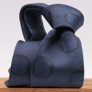 Cruciani & Bella 100% Silk Jacquard  Tipped Tone-on-tone Blue Medallions Tie Handmade in Italy 8 cm x 150 cm #4408  