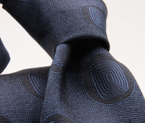 Cruciani & Bella 100% Silk Jacquard  Tipped Tone-on-tone Blue Medallions Tie Handmade in Italy 8 cm x 150 cm #4408  