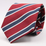Holliday & Brown for Cruciani & Bella 100% Silk Jacquard  Regimental "Old Finchley" Red, Blue and White stripes tie Handmade in Italy 8 cm x 150 cm #5435