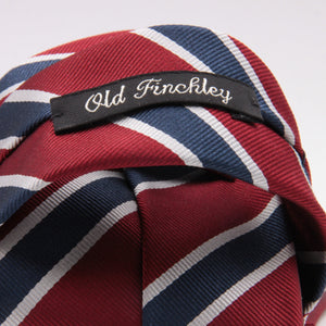 Holliday & Brown for Cruciani & Bella 100% Silk Jacquard  Regimental "Old Finchley" Red, Blue and White stripes tie Handmade in Italy 8 cm x 150 cm #5435