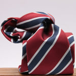 Holliday & Brown for Cruciani & Bella 100% Silk Jacquard  Regimental "Old Finchley" Red, Blue and White stripes tie Handmade in Italy 8 cm x 150 cm #5435