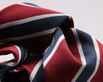 Holliday & Brown for Cruciani & Bella 100% Silk Jacquard  Regimental "Old Finchley" Red, Blue and White stripes tie Handmade in Italy 8 cm x 150 cm #5435