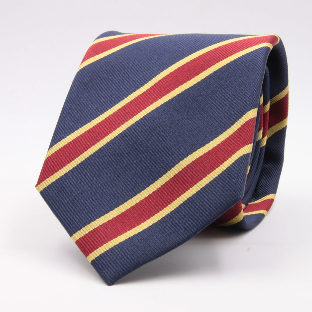 Holliday & Brown for Cruciani & Bella 100% Silk Jacquard  Regimental "Royal army Veterinary Corps" Blue, Red and Yellow stripes tie Handmade in Italy 8 cm x 150 cm #5436
