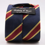 Holliday & Brown for Cruciani & Bella 100% Silk Jacquard  Regimental "Royal army Veterinary Corps" Blue, Red and Yellow stripes tie Handmade in Italy 8 cm x 150 cm #5436