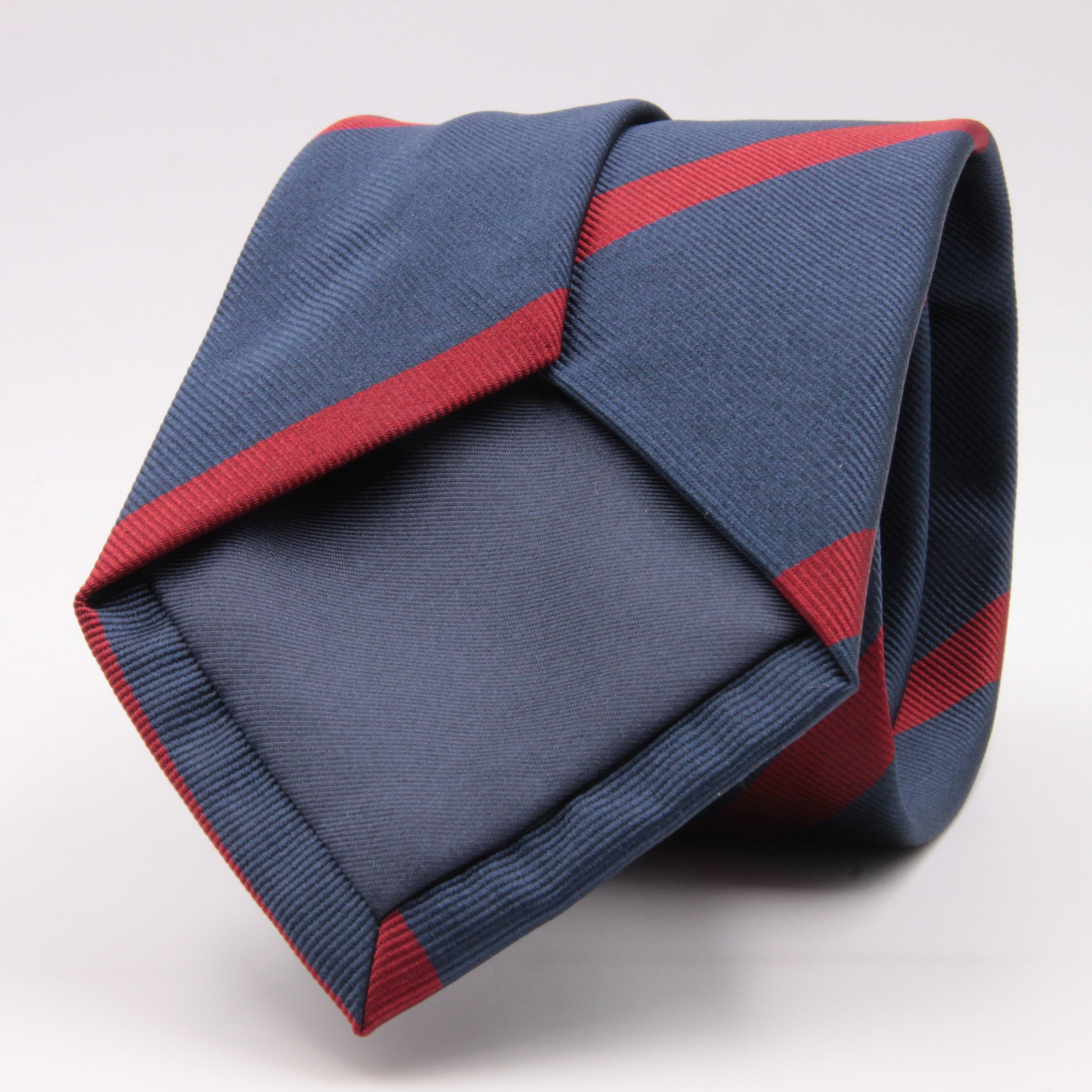 Holliday & Brown for Cruciani & Bella 100% Silk Jacquard  Regimental "Lincolnshire Regiment" Blue and Red stripes tie Handmade in Italy 8 cm x 150 cm #5437