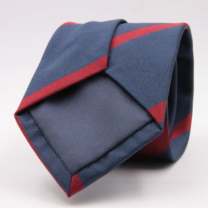 Holliday & Brown for Cruciani & Bella 100% Silk Jacquard  Regimental "Lincolnshire Regiment" Blue and Red stripes tie Handmade in Italy 8 cm x 150 cm #5437