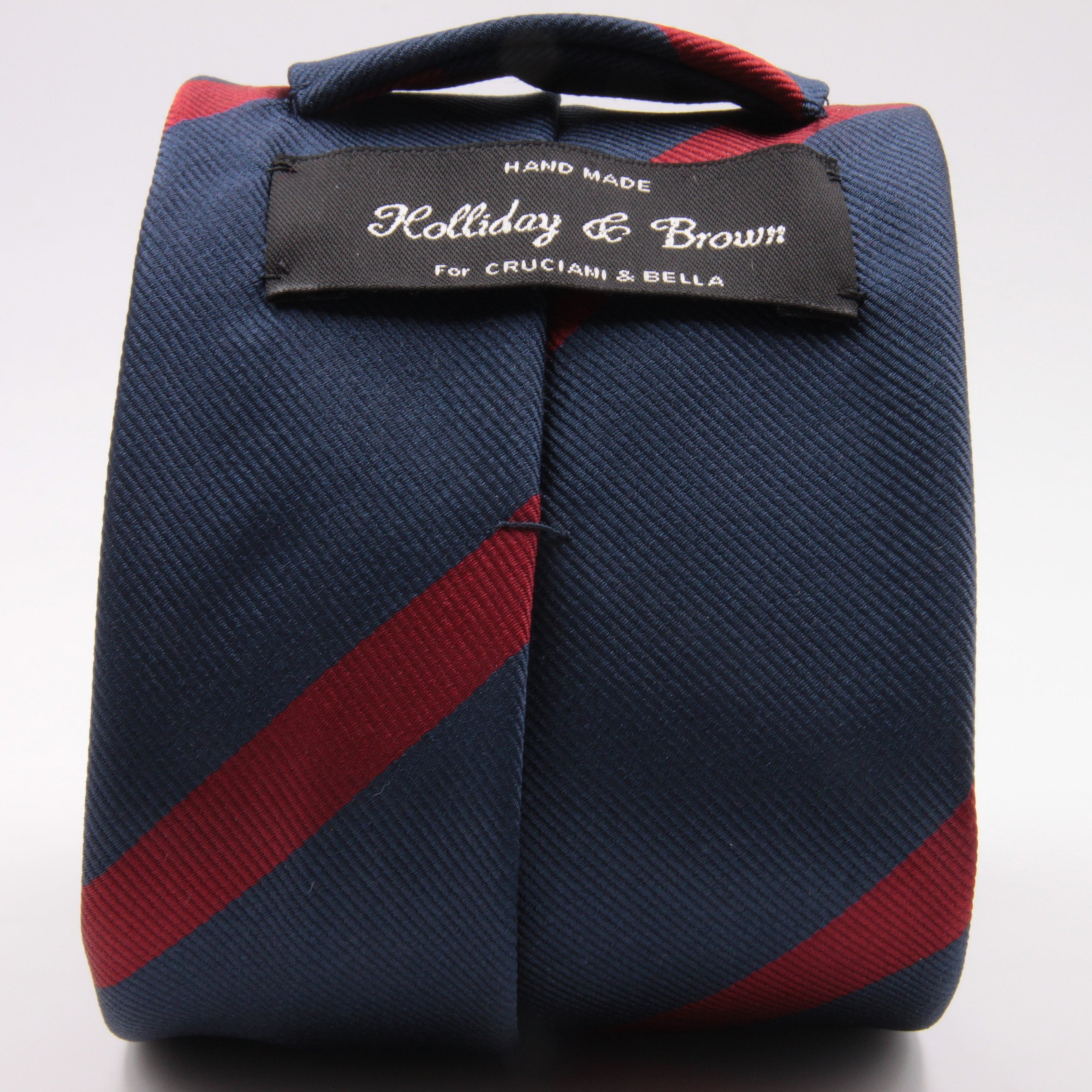 Holliday & Brown for Cruciani & Bella 100% Silk Jacquard  Regimental "Lincolnshire Regiment" Blue and Red stripes tie Handmade in Italy 8 cm x 150 cm #5437