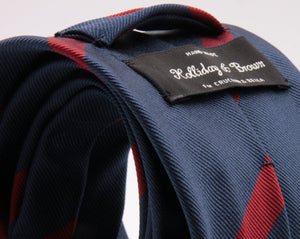 Holliday & Brown for Cruciani & Bella 100% Silk Jacquard  Regimental "Lincolnshire Regiment" Blue and Red stripes tie Handmade in Italy 8 cm x 150 cm #5437