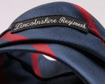 Holliday & Brown for Cruciani & Bella 100% Silk Jacquard  Regimental "Lincolnshire Regiment" Blue and Red stripes tie Handmade in Italy 8 cm x 150 cm #5437