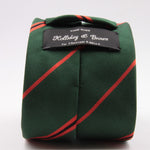 Holliday & Brown for Cruciani & Bella 100% Silk Jacquard  Regimental "11th London Regiment" Green, Orange and Black stripes tie Handmade in Italy 8 cm x 150 cm #5439