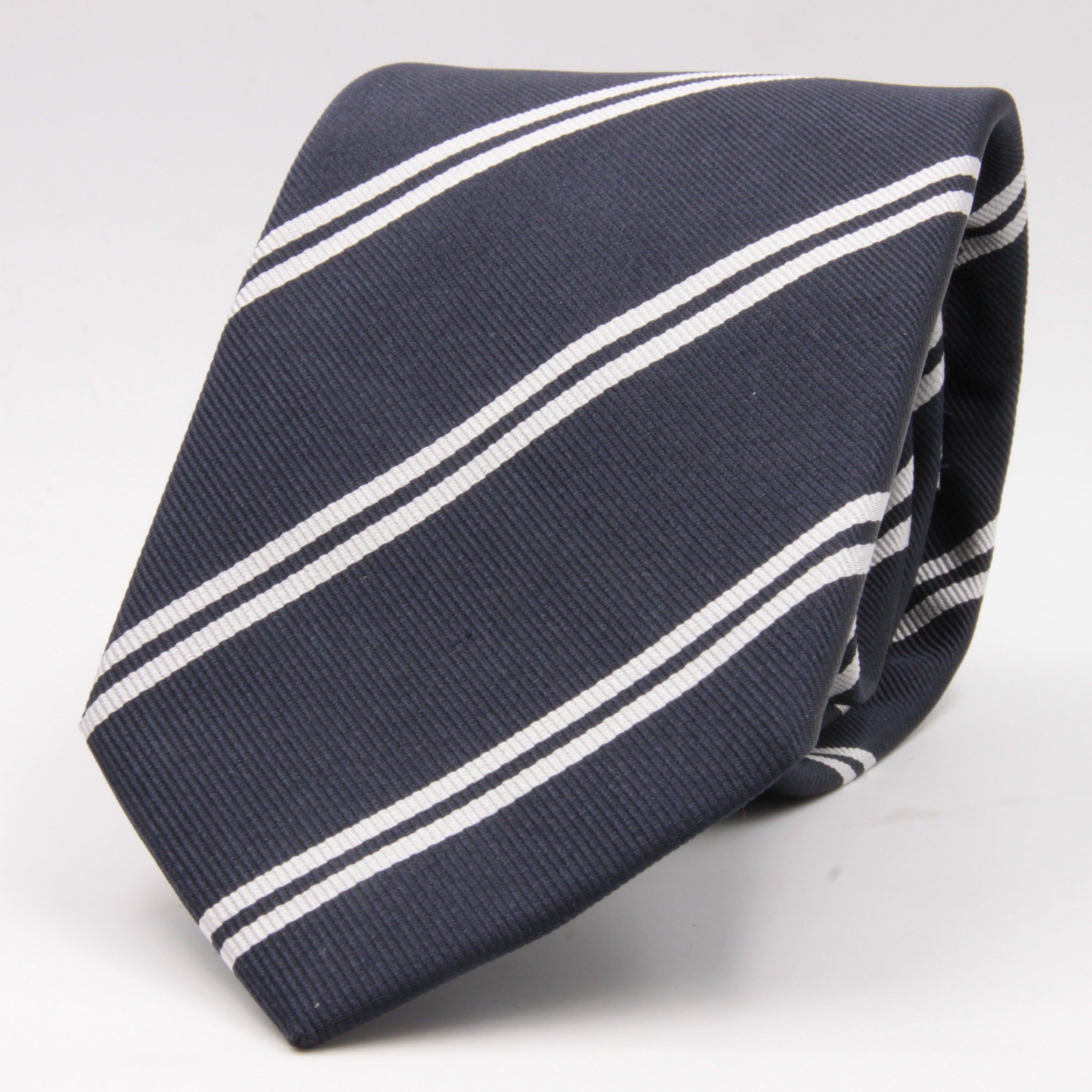 Holliday & Brown for Cruciani & Bella 100% Silk Jacquard  Regimental "Old Harovians" Blue and white stripe tie Handmade in Italy 8 cm x 150 cm