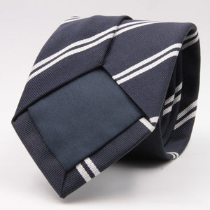 Holliday & Brown for Cruciani & Bella 100% Silk Jacquard  Regimental "Old Harovians" Blue and white stripe tie Handmade in Italy 8 cm x 150 cm