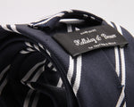 Holliday & Brown for Cruciani & Bella 100% Silk Jacquard  Regimental "Old Harovians" Blue and white stripe tie Handmade in Italy 8 cm x 150 cm