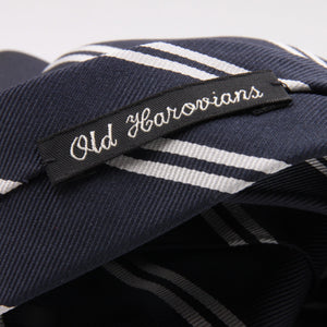 Holliday & Brown for Cruciani & Bella 100% Silk Jacquard  Regimental "Old Harovians" Blue and white stripe tie Handmade in Italy 8 cm x 150 cm