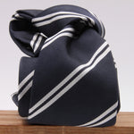 Holliday & Brown for Cruciani & Bella 100% Silk Jacquard  Regimental "Old Harovians" Blue and white stripe tie Handmade in Italy 8 cm x 150 cm